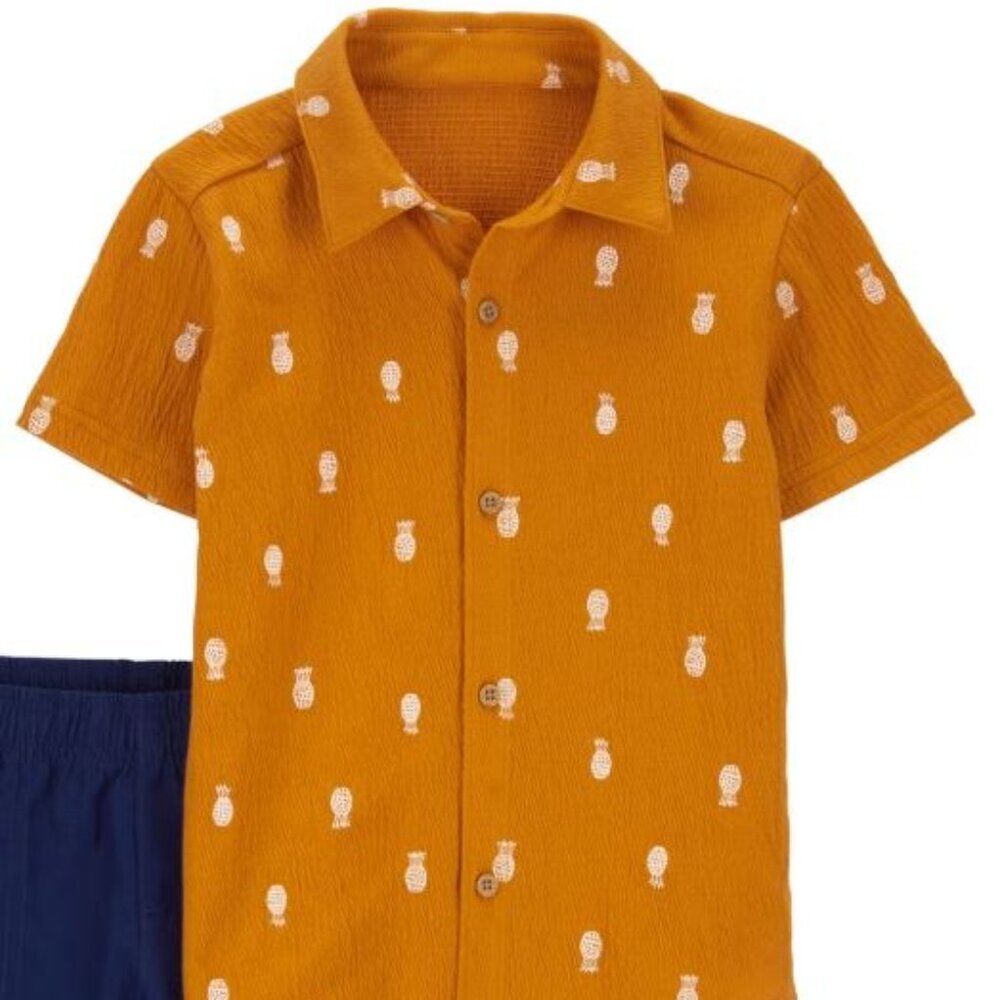 NWT Carter's Toddler Boy 2-Piece Pineapple-Print Shirt & Canvas Shorts Set - Picture 3 of 10